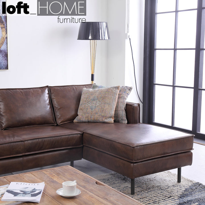 Vintage genuine leather l shape sectional sofa belgian 3+l in details.