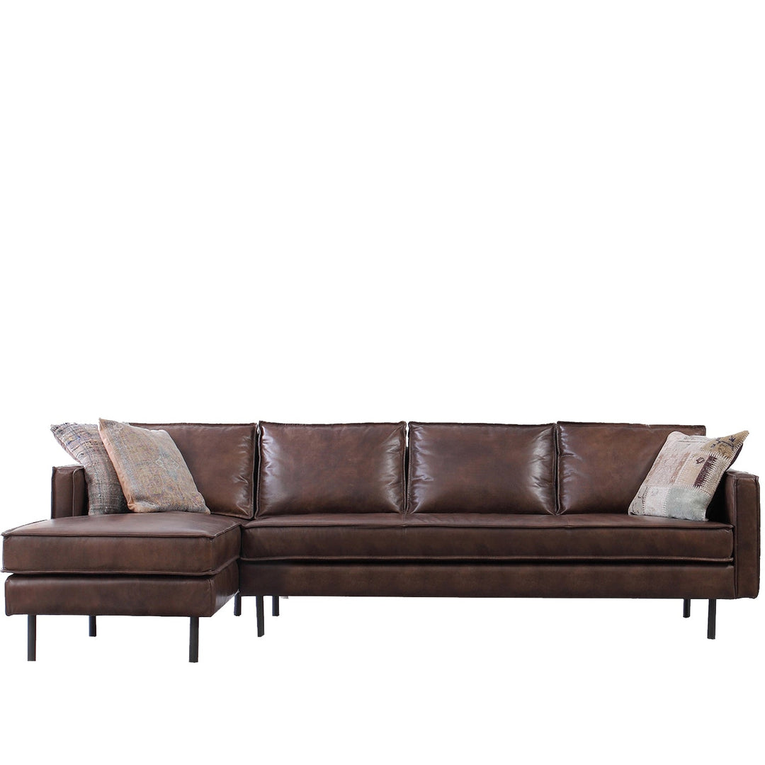 Vintage genuine leather l shape sectional sofa belgian 3+l detail 2.