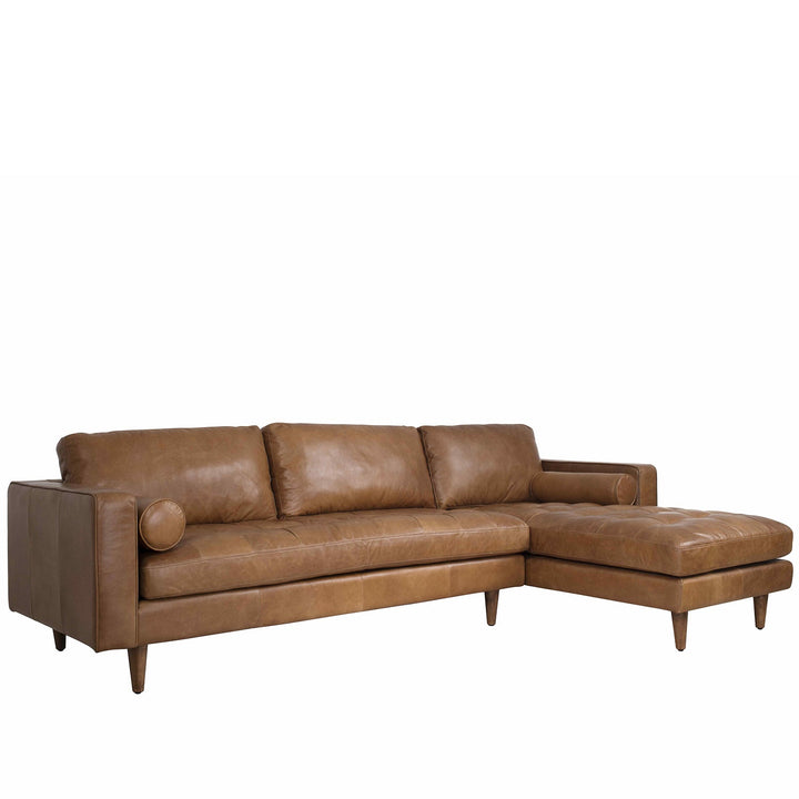 Vintage genuine leather l shape sectional sofa olga 2+l in details.