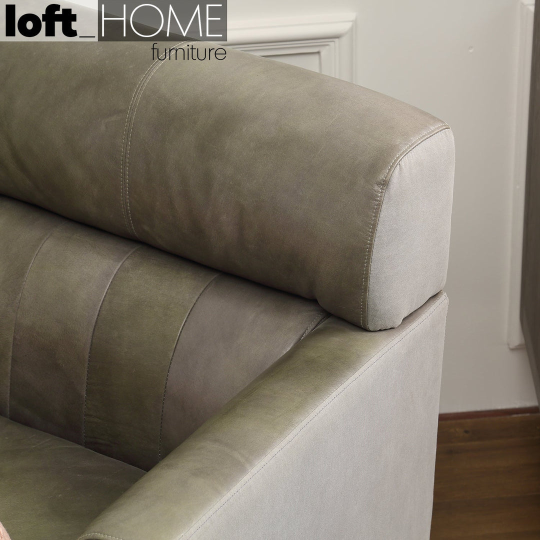 Vintage genuine leather l shape sofa green franco conceptual design.