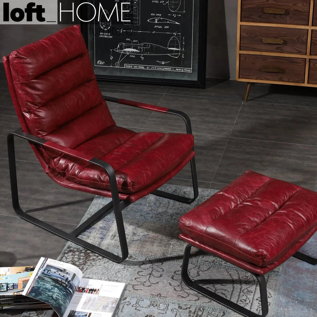 Vintage genuine leather ottoman bardo with context.