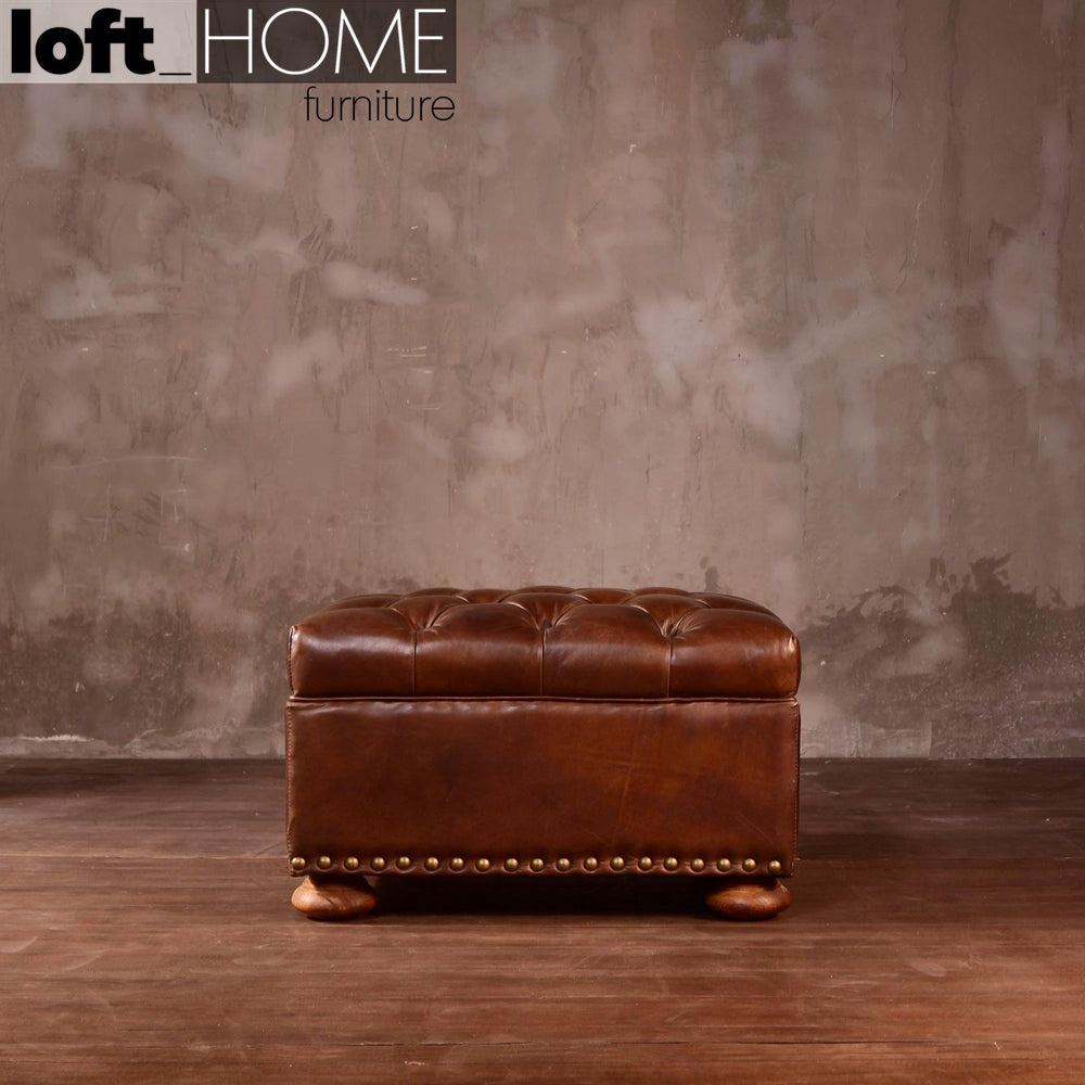 Vintage genuine leather ottoman chesterfield primary product view.