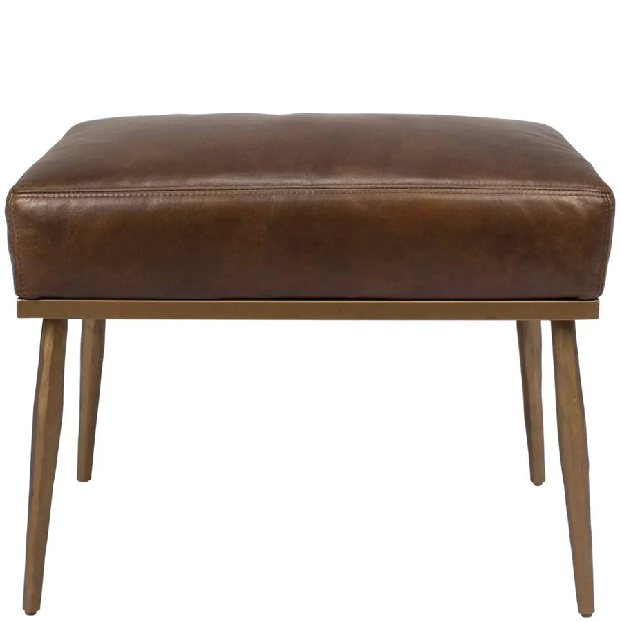 Vintage Genuine Leather Ottoman HUMMER BRASS