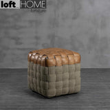 Vintage genuine leather ottoman martin s primary product view.