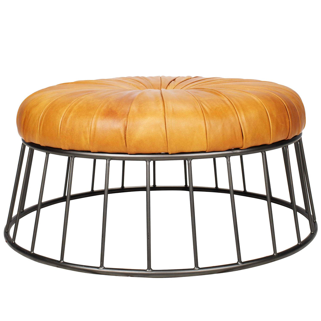 Vintage genuine leather ottoman spiral in real life style.