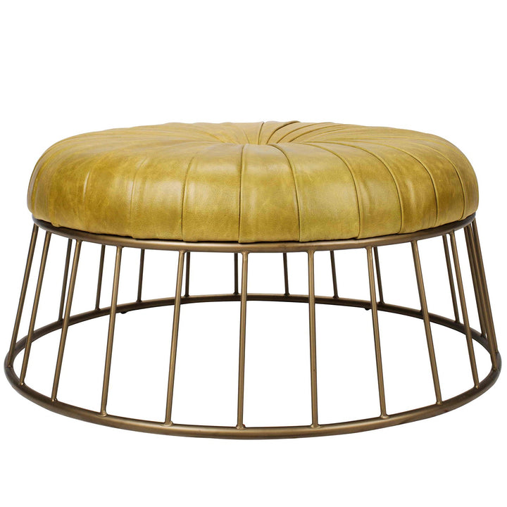 Vintage genuine leather ottoman spiral primary product view.