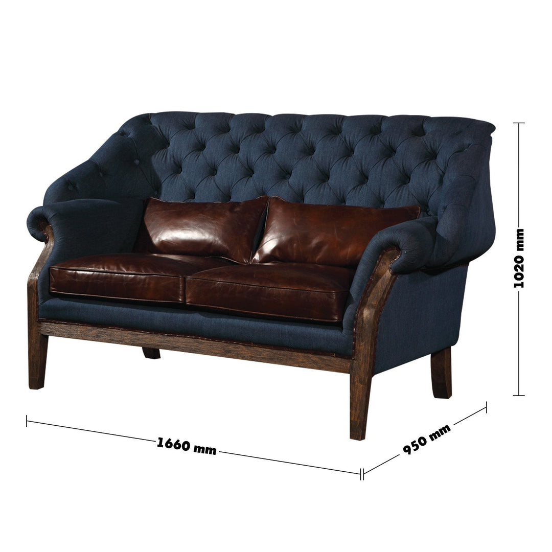 Vintage jeans fabric and genuine leather 2 seater sofa cowboy size charts.