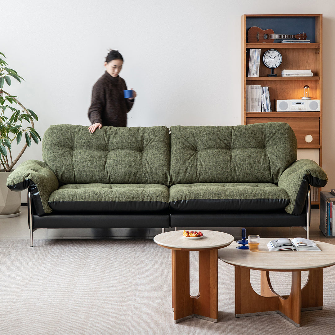 Vintage microfiber leather and fabric 2 seater sofa oasis environmental situation.