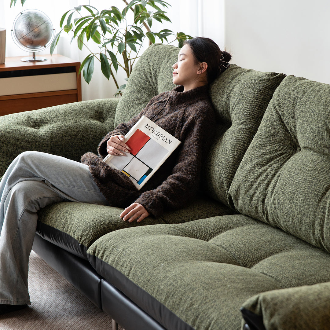 Vintage microfiber leather and fabric 2 seater sofa oasis conceptual design.