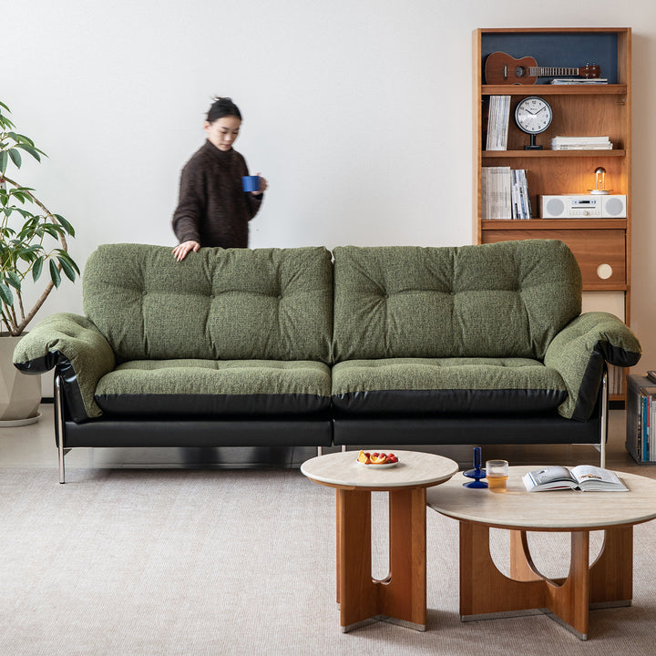 Vintage microfiber leather and fabric 4 seater sofa oasis environmental situation.