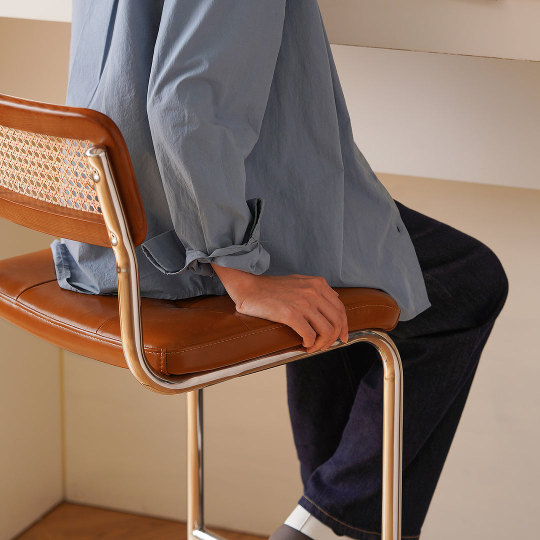 Vintage rattan pu leather bar chair hoh xil with context.