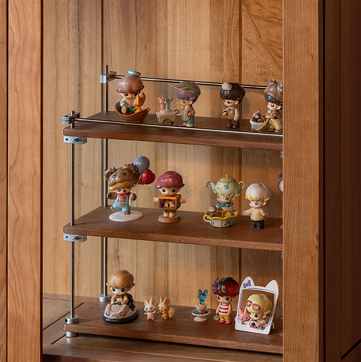 Vintage sapele wood stainless steel shelf packer material variants.