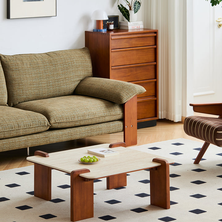 Vintage sintered stone coffee table roma with context.
