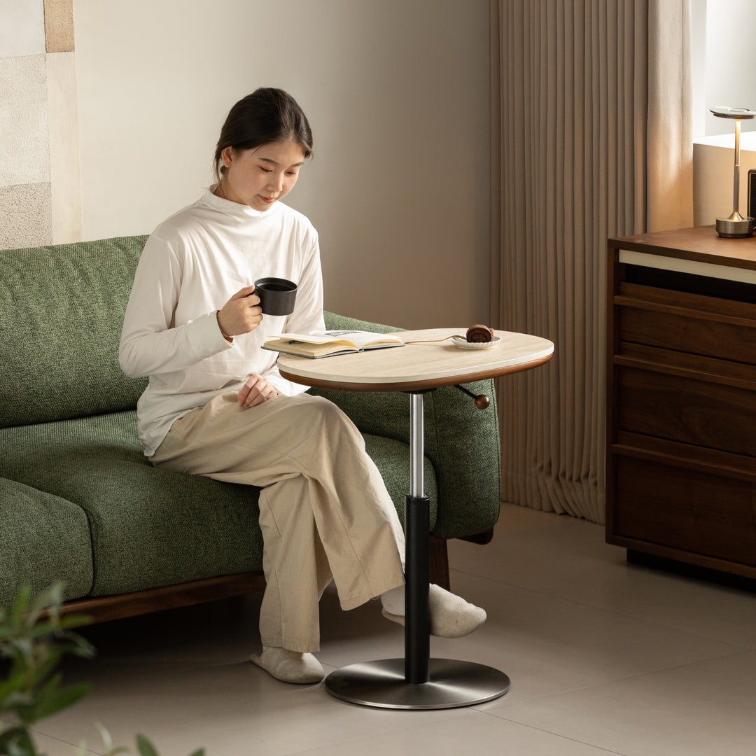 Vintage sintered stone height adjustable side table roman primary product view.