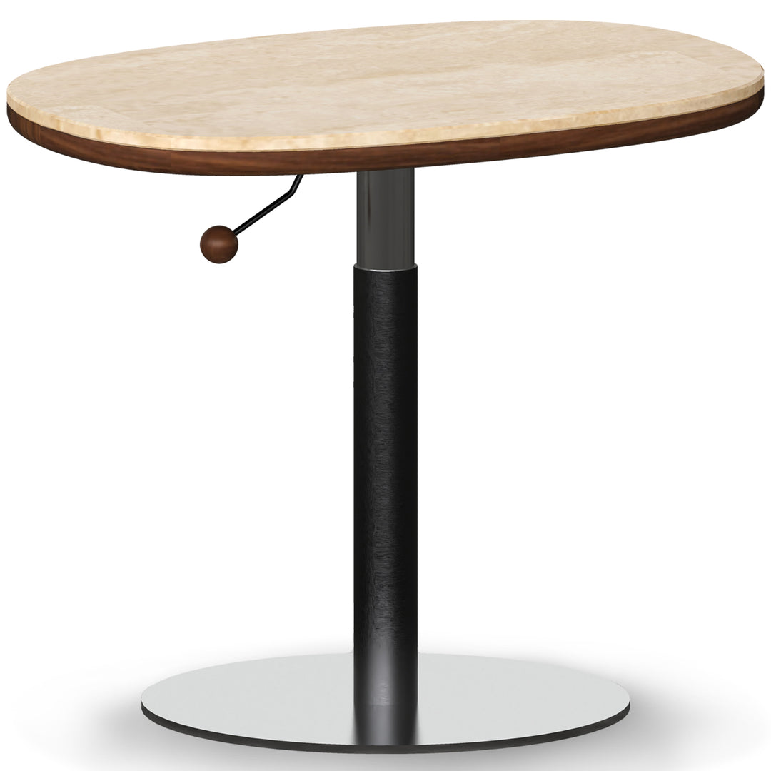 Vintage sintered stone height adjustable side table roman in white background.