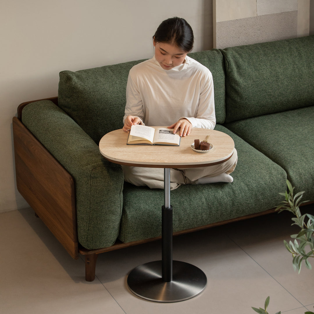 Vintage sintered stone height adjustable side table roman material variants.