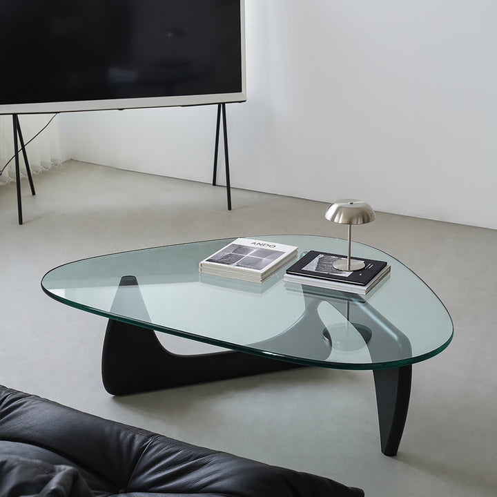 Vintage tempered glass coffee table noguchi primary product view.