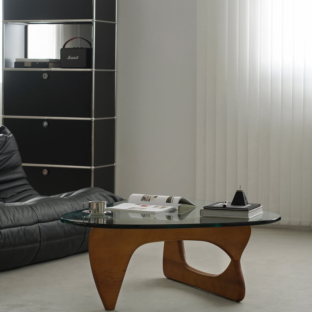 Vintage tempered glass coffee table noguchi in real life style.