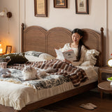Vintage walnut wood bed midsummer primary product view.