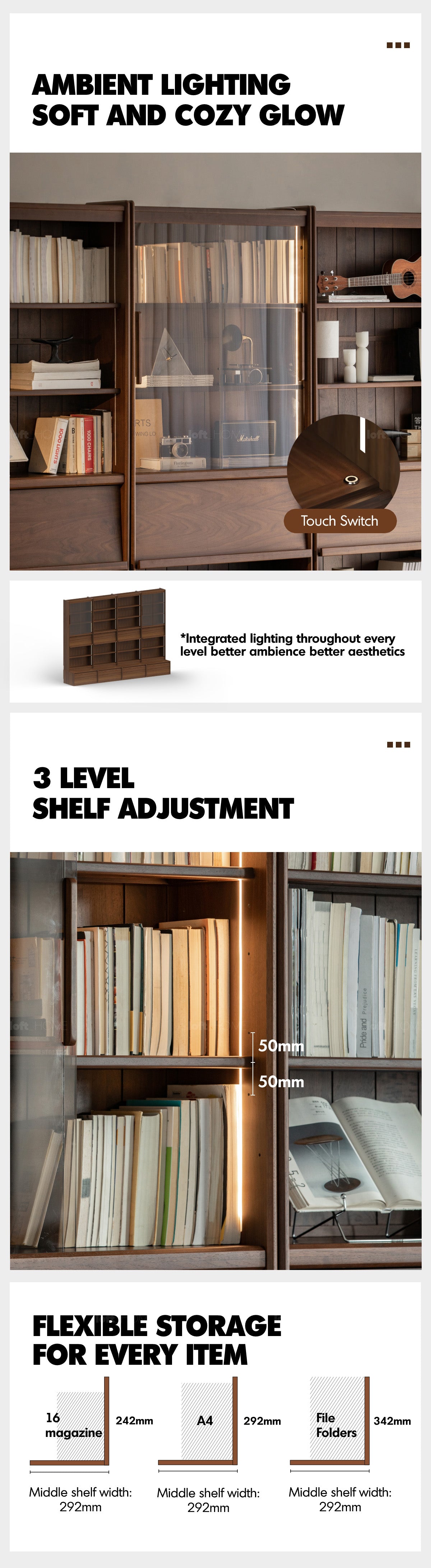Japandi Walnut Wood Bookshelf VISTA Good to Know - 11