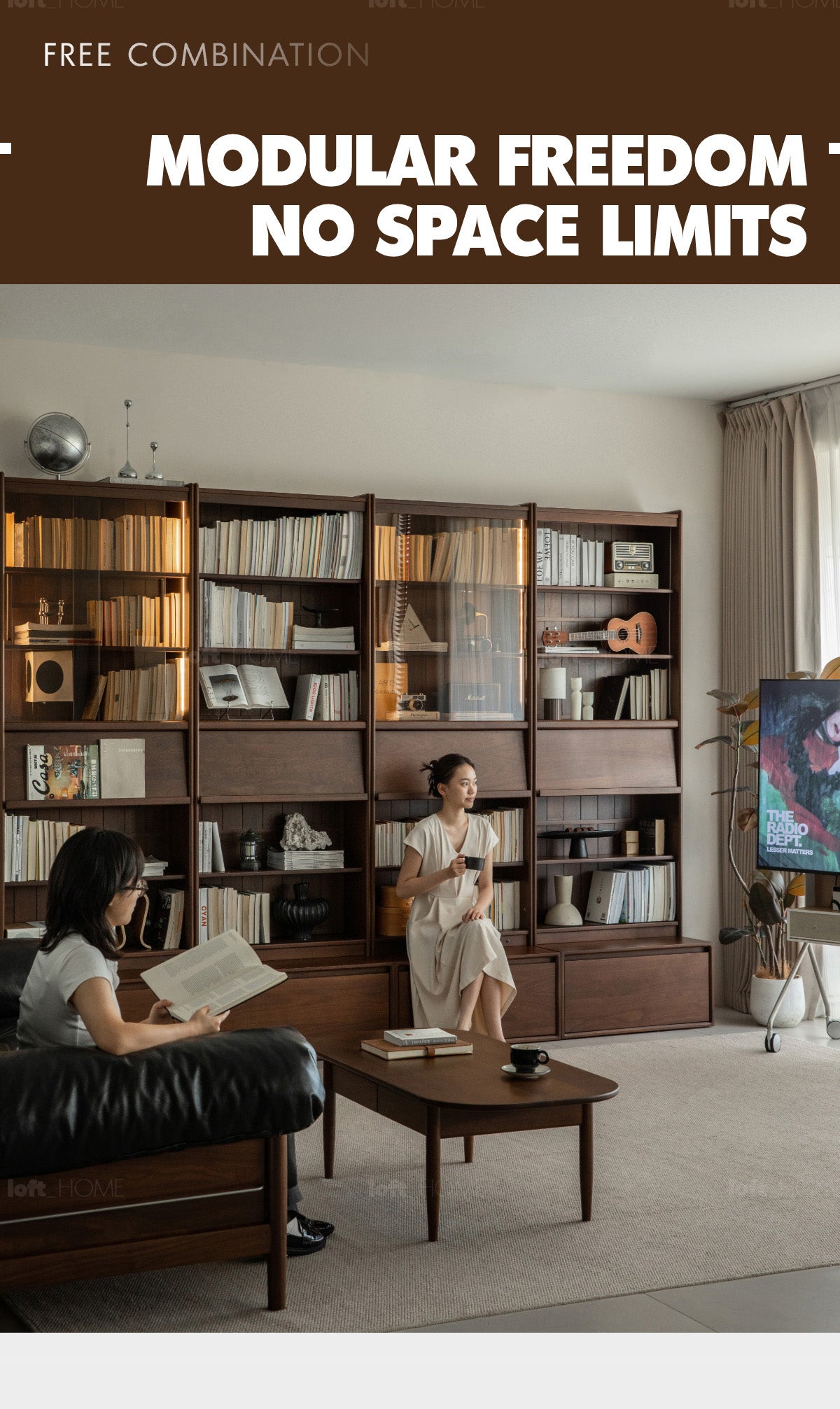 Japandi Walnut Wood Bookshelf VISTA Good to Know - 3