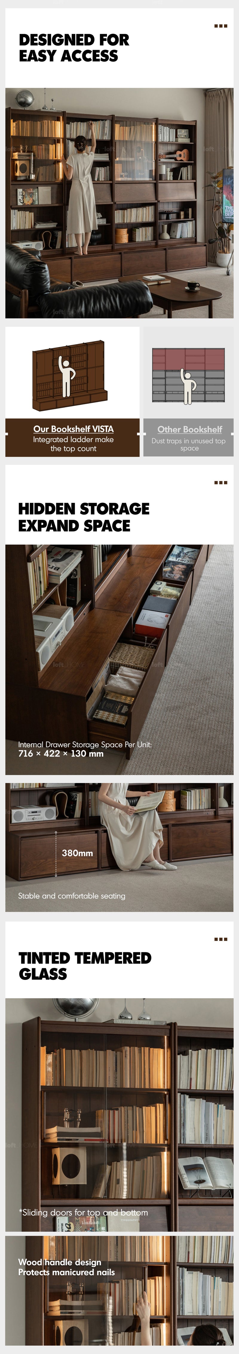 Japandi Walnut Wood Bookshelf VISTA Good to Know - 9