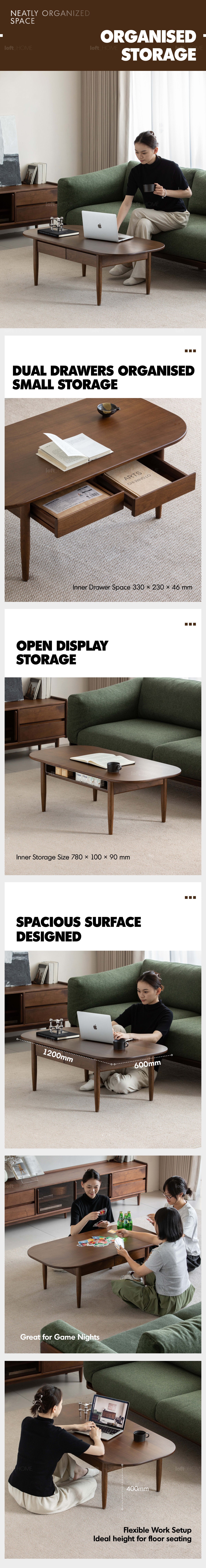 Vintage Walnut Wood Coffee Table VISTA Good to Know - 4
