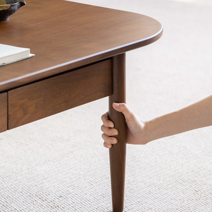 Vintage walnut wood coffee table vista material variants.