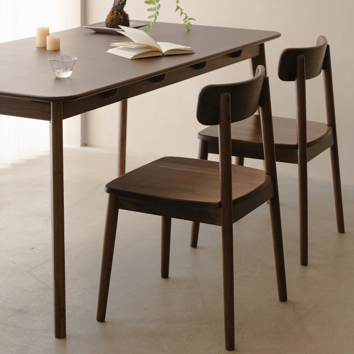 Vintage walnut wood dining chair green material variants.