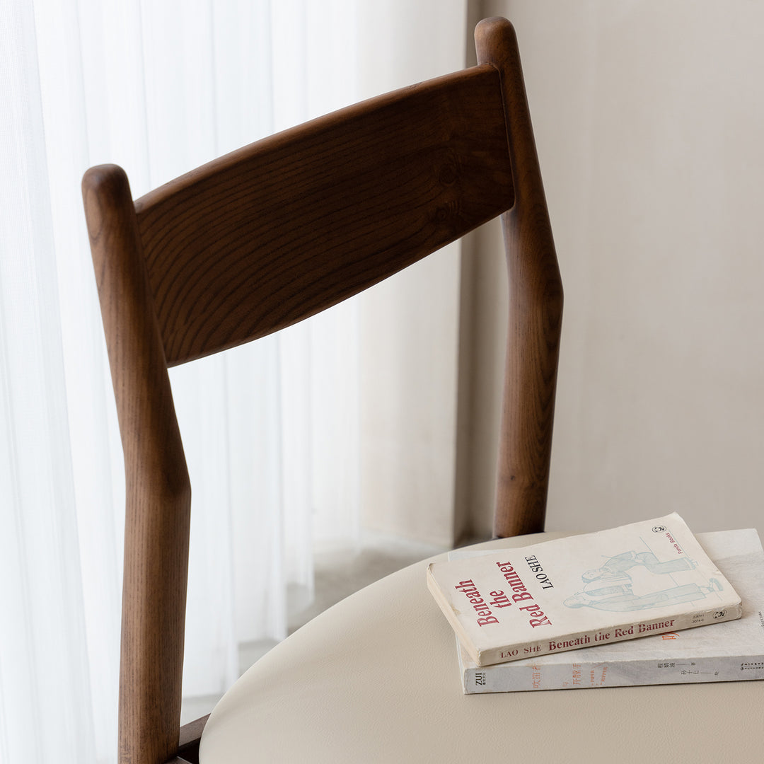 Vintage walnut wood dining chair purea material variants.