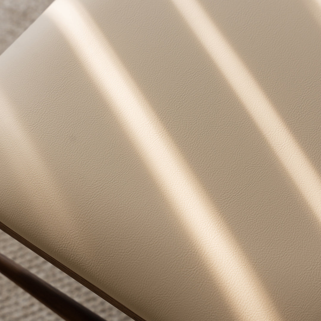 Vintage walnut wood dining chair purea in panoramic view.