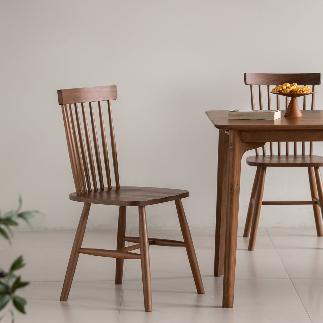 Vintage walnut wood dining chair windsor primary product view.