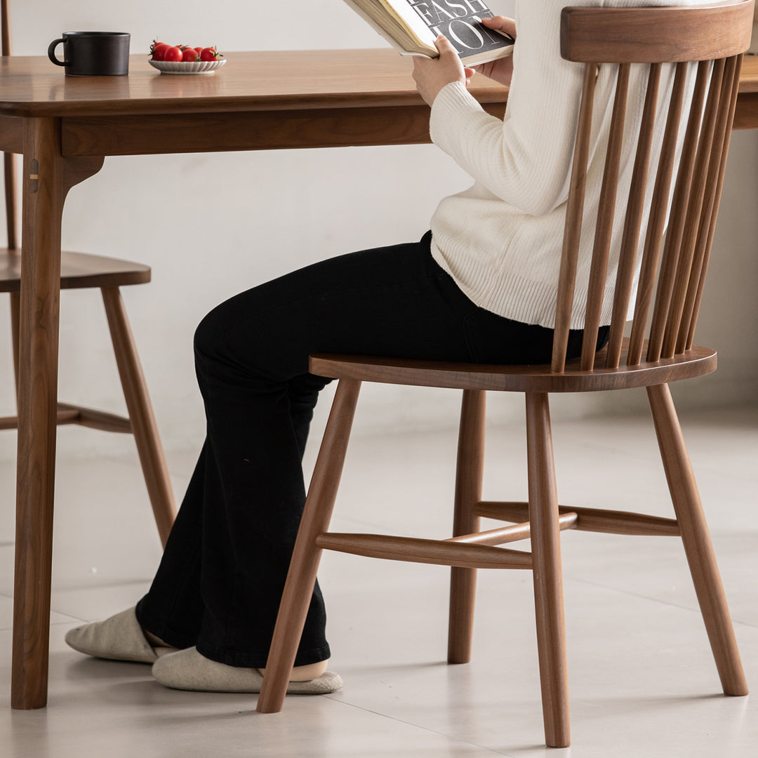 Vintage walnut wood dining chair windsor material variants.