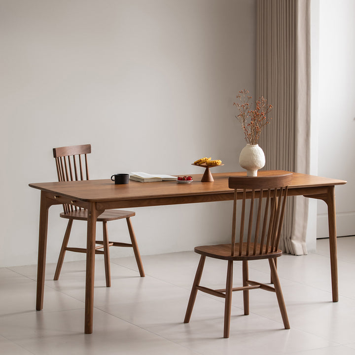 Vintage walnut wood dining chair windsor in real life style.