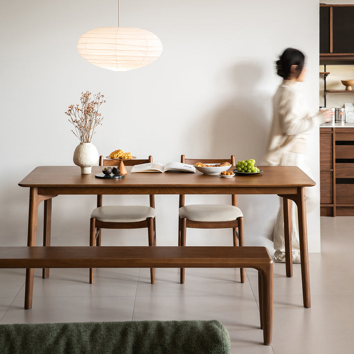 Vintage walnut wood dining table chrono primary product view.