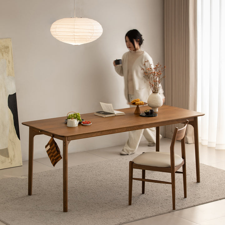 Vintage walnut wood dining table chrono color swatches.