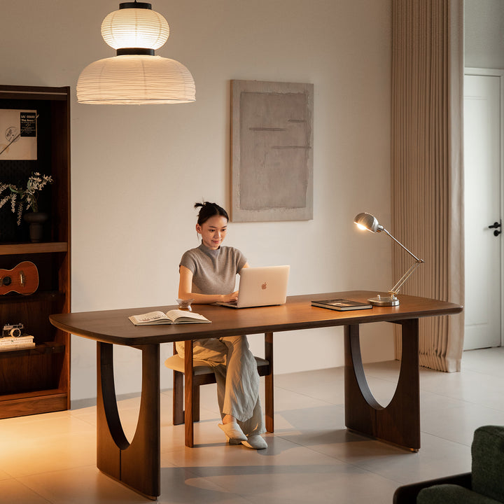 Vintage walnut wood dining table rockwel with context.