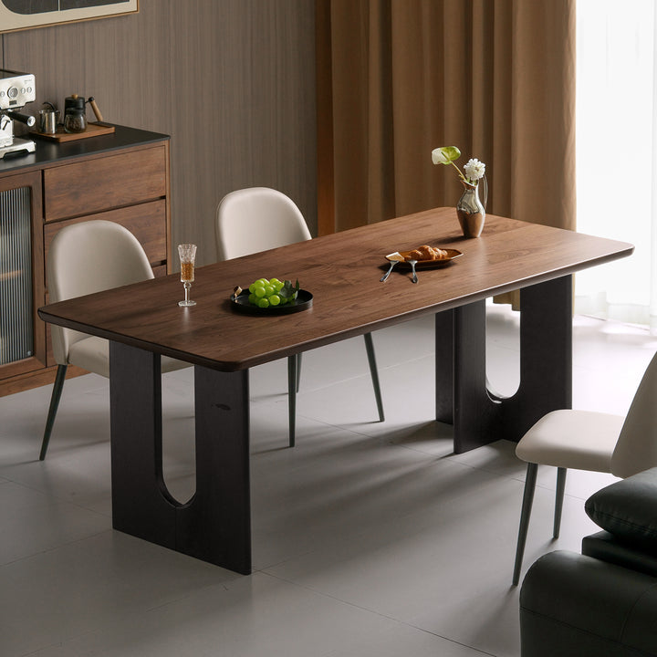 Vintage walnut wood dining table savor primary product view.