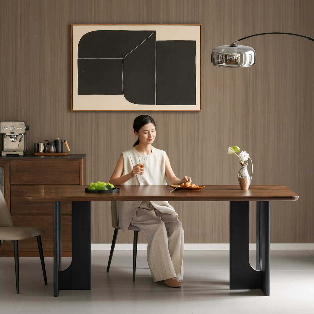 Vintage walnut wood dining table savor with context.