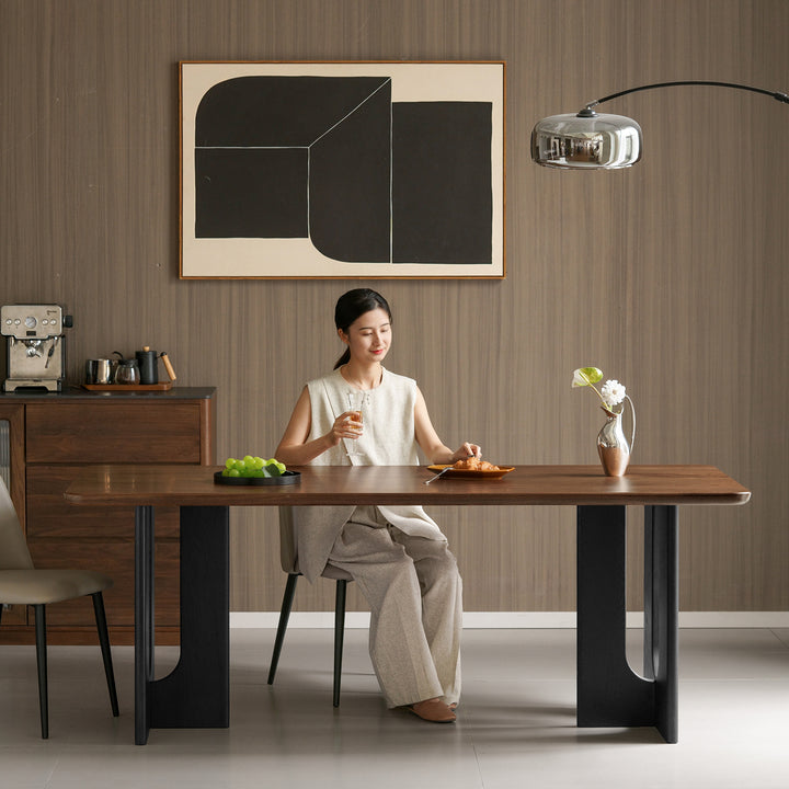 Vintage walnut wood dining table savor with context.