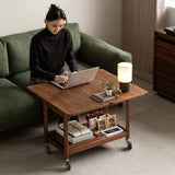 Vintage walnut wood extendable coffee table vorin primary product view.