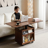 Vintage walnut wood extendable height adjustable coffee table mirror lake primary product view.