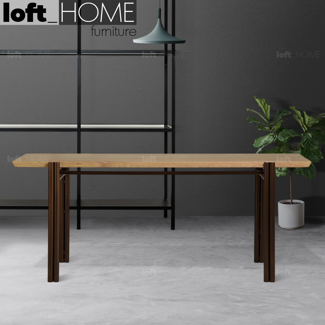 Vintage wooden dining table breezy primary product view.