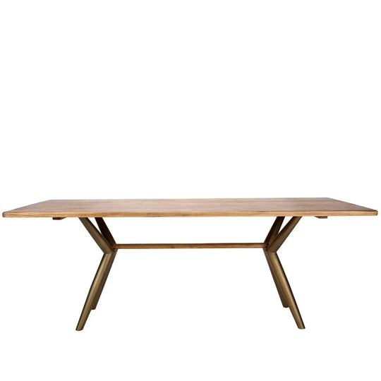 Industrial wooden dining table lucien ash in white background.