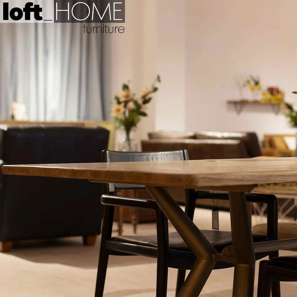 Industrial wooden dining table lucien ash material variants.