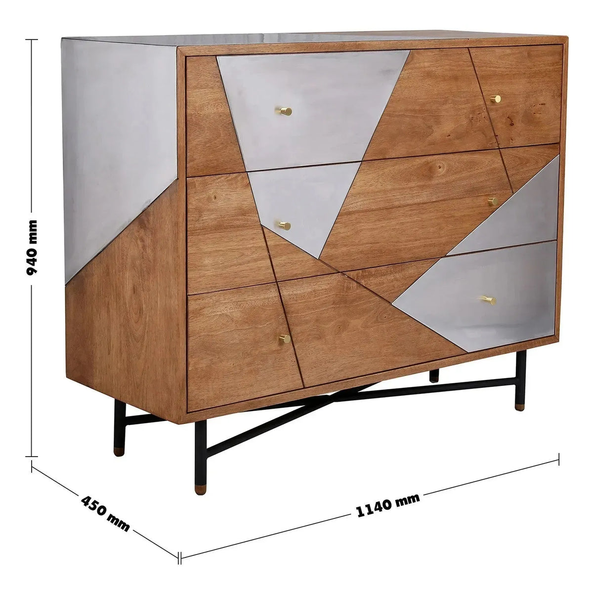 Industrial wooden drawer cabinet greyash alu size charts.