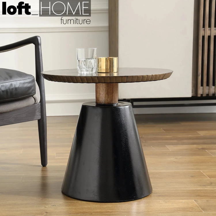 Vintage Wooden Round Side Table VINTAGE BRASS Good to Know Preview-1