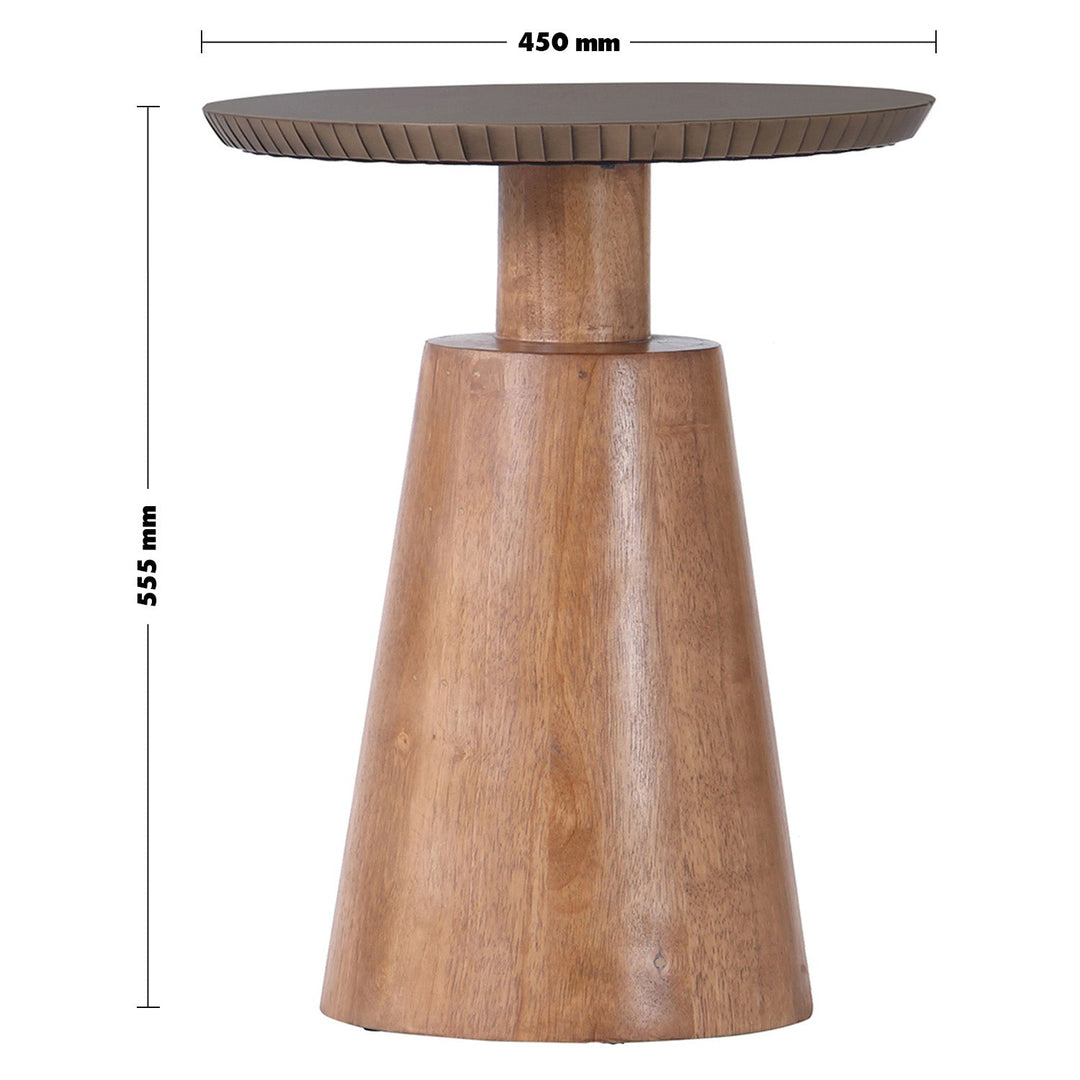 Vintage wooden round side table vintage brass conceptual design.