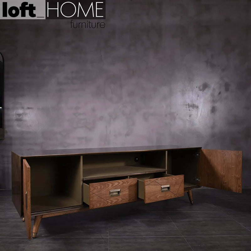 Vintage wooden tv console vintage brass color swatches.
