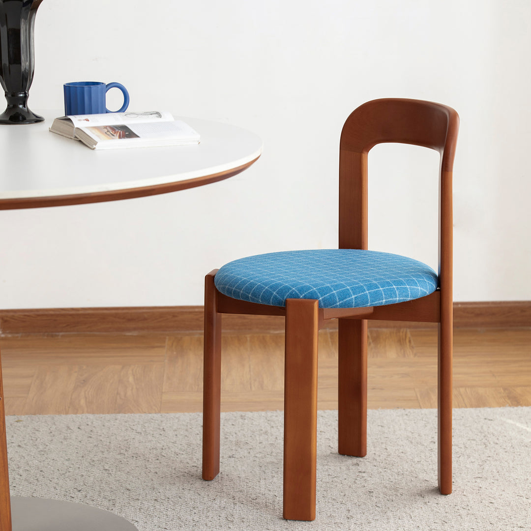 Vintage wool fabric beech wood dining chair memphis with context.